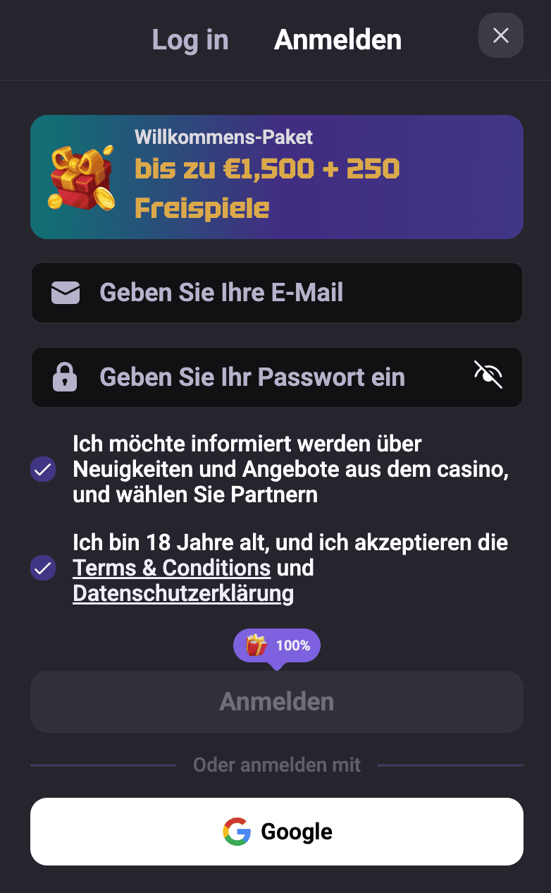 Rejestracja w Need for Slots Casino